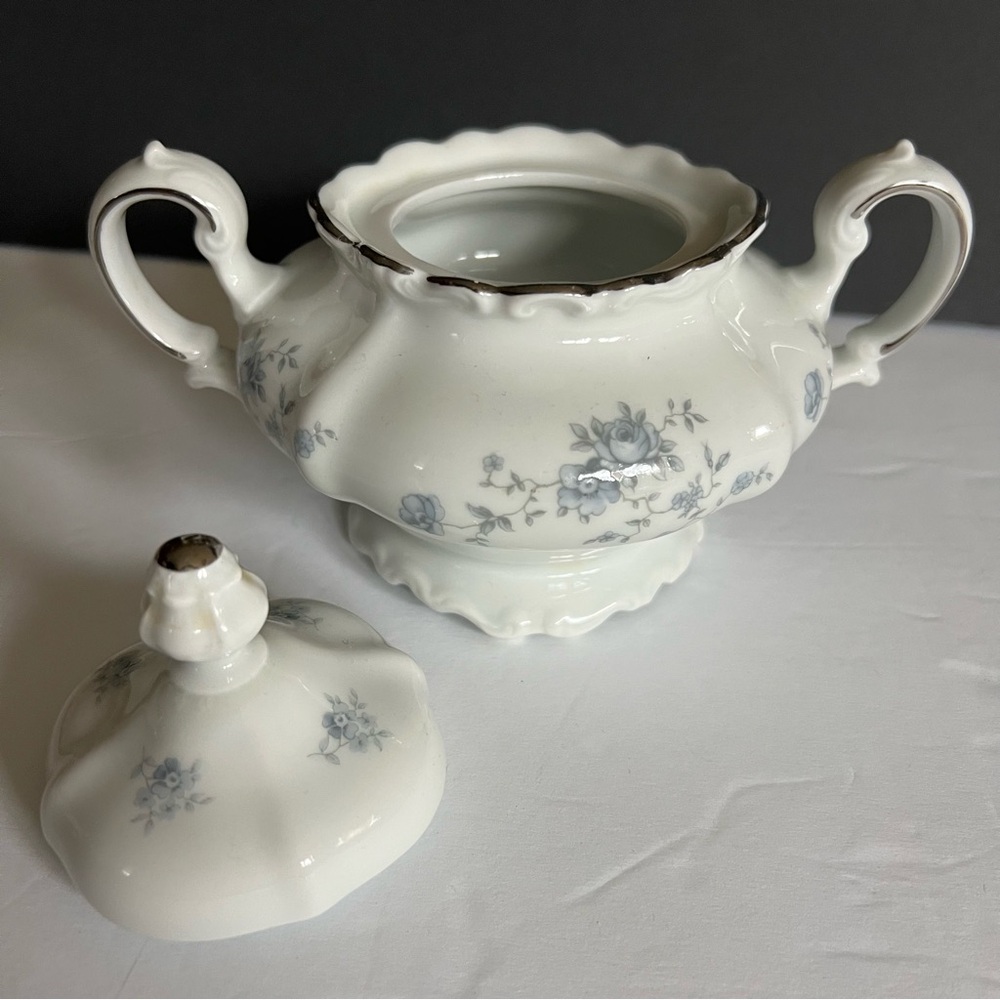 Johann Havilland Blue Garland Creamer and Sugar Bowl Set Bavaria Germany - Picture 8 of 14